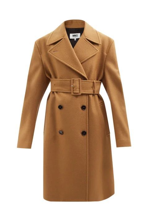 Belted Double-breasted Wool Coat - Womens - Camel