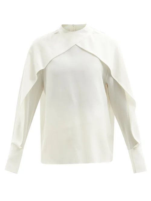 Bailie Crossover-panel Silk Blouse - Womens - Ivory