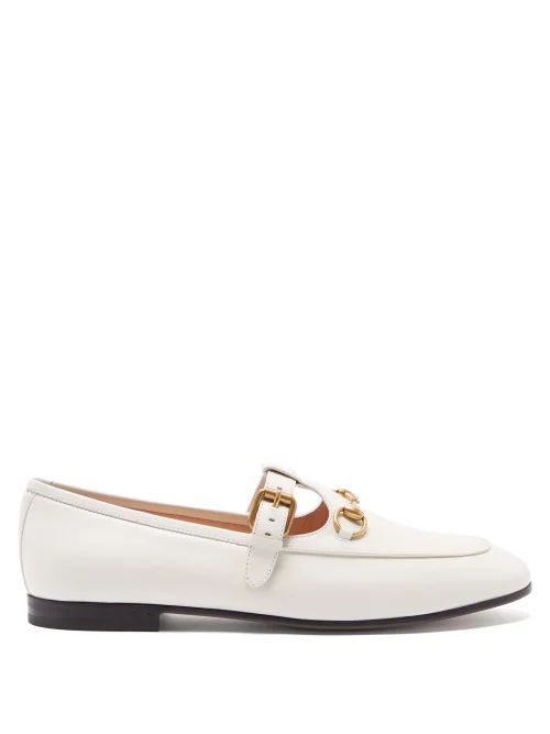 Horsebit T-bar Leather Loafers - Womens - White