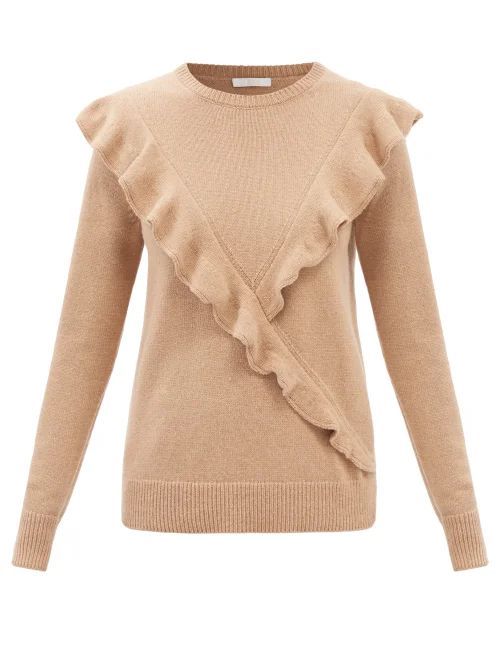 Ruffled Cashmere Sweater - Womens - Beige