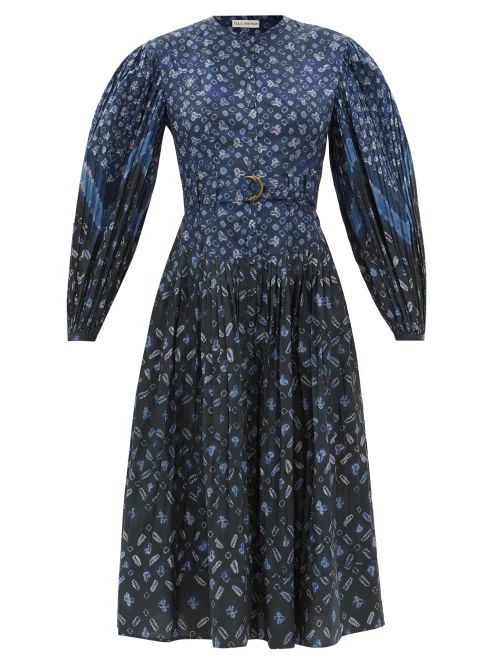 Esti Shibori-print Cotton Dress - Womens - Navy Multi