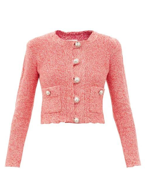 Mélange Cable-knit Jacket - Womens - Red
