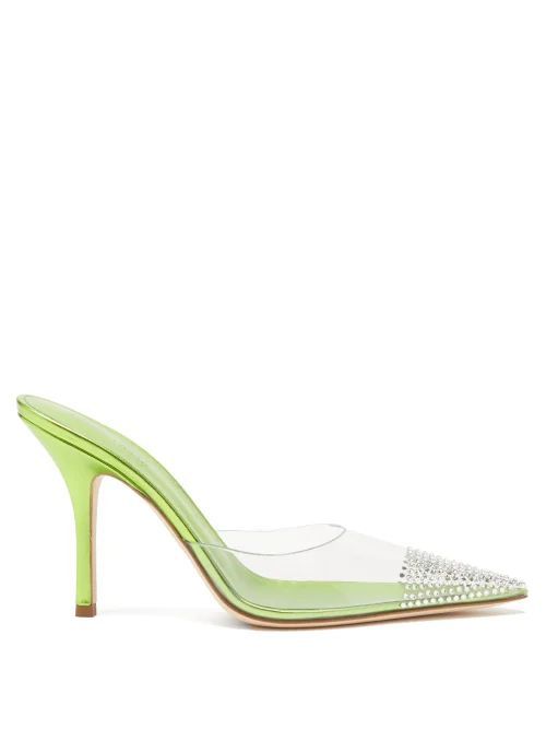 Holly Crystal-embellished Pvc Mules - Womens - Green