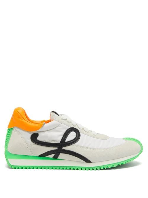 Flow Leather Runner Trainers - Womens - Green White
