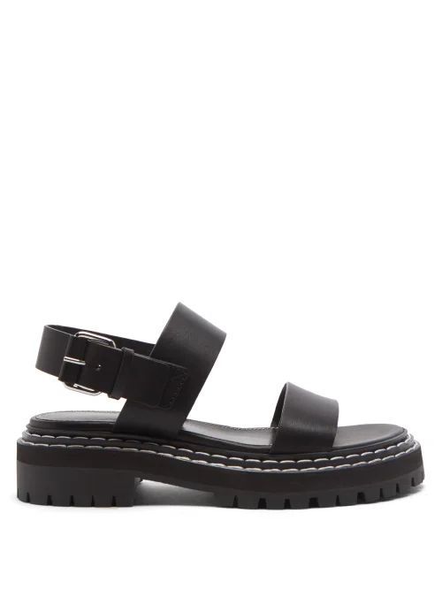 Contrast-topstitching Leather Sandals - Womens - Black