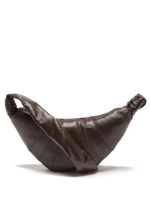 Croissant Small Leather Belt Bag - Womens - Dark Brown