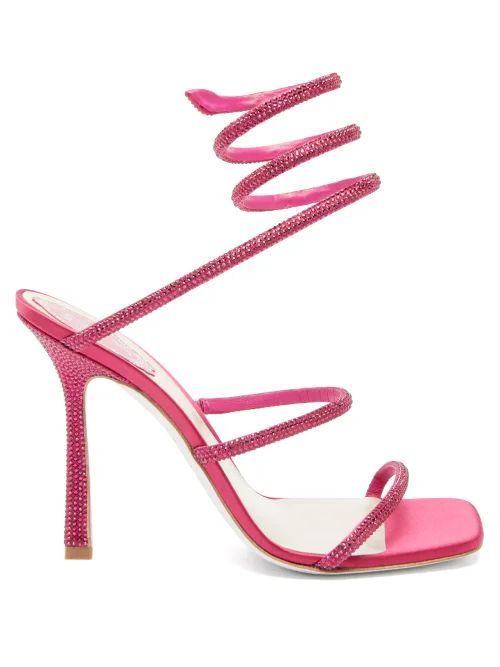 Cleo 105 Crystal-studded Satin Sandals - Womens - Pink
