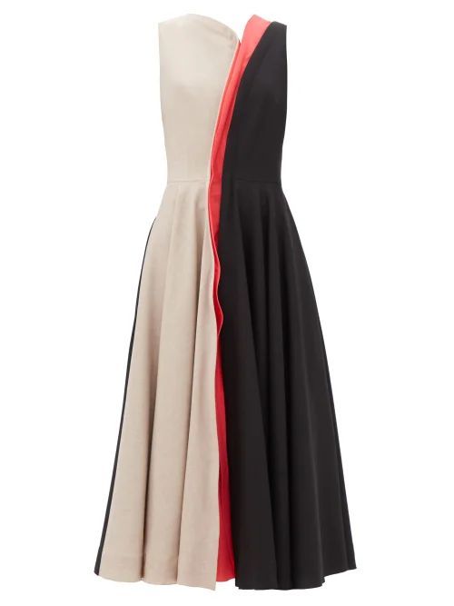 Emina Panelled Virgin-wool Dress - Womens - Black