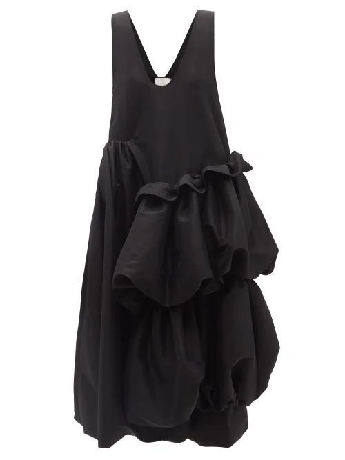 Agnodice Ruffled Silk-blend Taffeta Midi Dress - Womens - Black