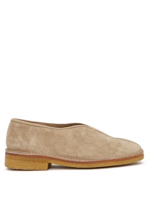 Piped Suede Shoes - Womens - Beige