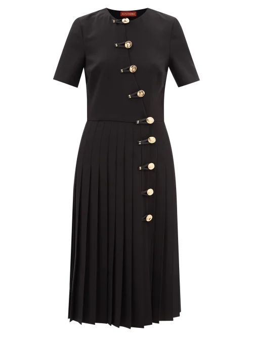 Myrtle Pleated Crepe Midi Dress - Womens - Black