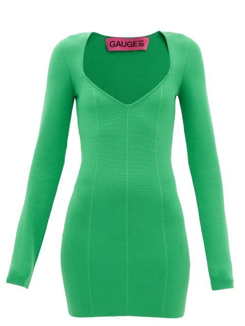 Villar Sweetheart-neck Jersey Mini Dress - Womens - Green