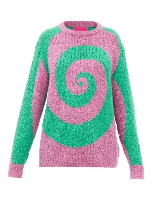 Swirl-jacquard Cashmere-bouclé Sweater - Womens - Pink Multi