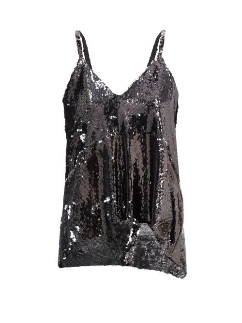 Upcycled Two-way Sequinned Tulle Cami - Womens - Black Multi