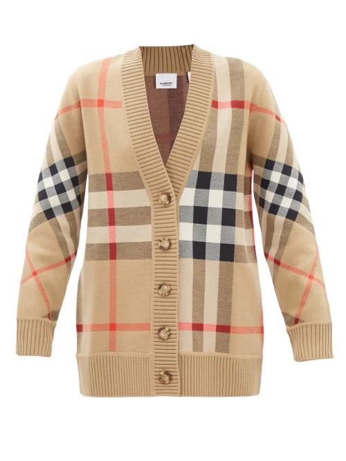 Caragh Checked Knitted Cardigan - Womens - Beige