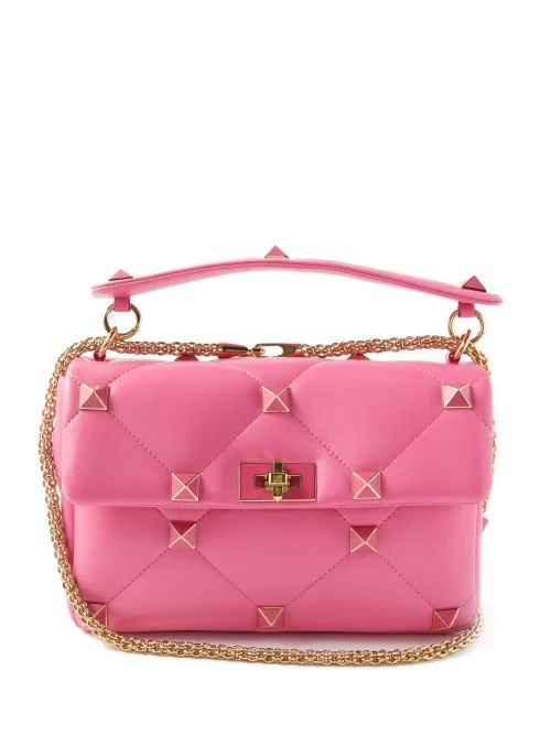 Roman-stud Quilted-leather Shoulder Bag - Womens - Pink