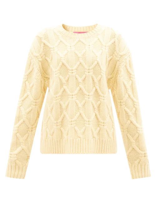 Cable-knit Cashmere Sweater - Womens - Light Yellow