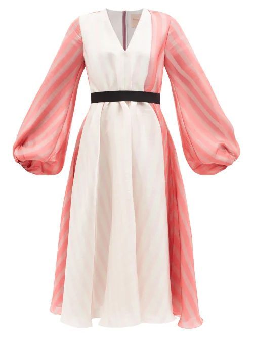 Nyana V-neck Colour-block Dress - Womens - Pink Multi