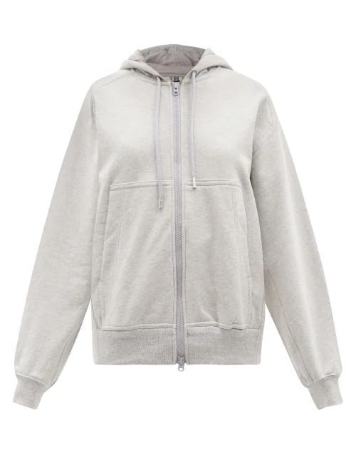 Zipped Organic-cotton Jersey Hooded Sweatshirt - Womens - Grey