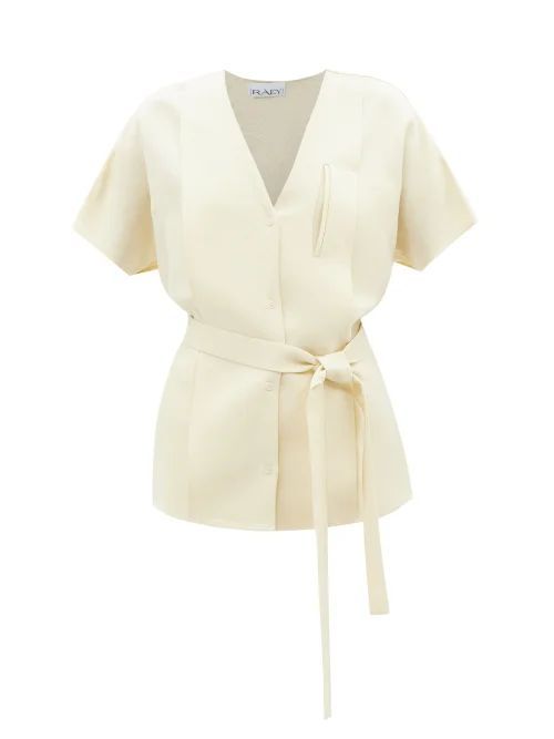 Dolman-sleeve Fold Detail Linen-blend Shirt - Womens - Ivory