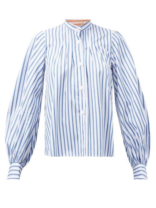 Yana Striped Cotton-twill Blouse - Womens - Navy Stripe