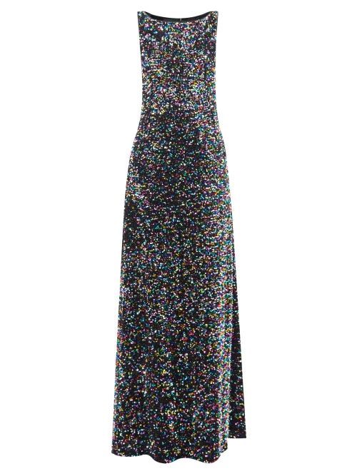 Sequinned Crepe Gown - Womens - Black