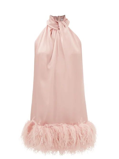 Cynthia Ostrich Feather-trim Crepe Dress - Womens - Light Pink