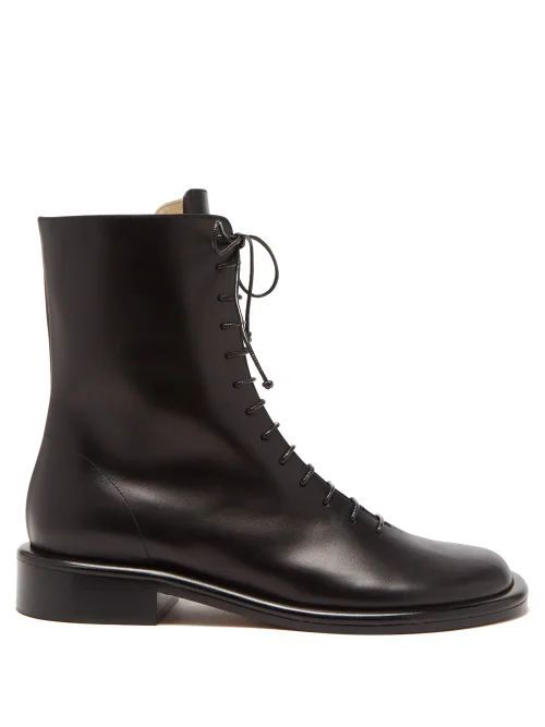 Pipe Leather Ankle Boots - Womens - Black