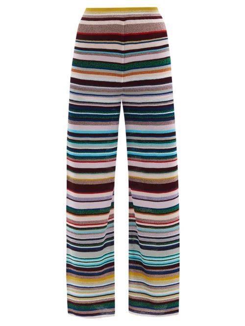 Striped Knitted Wide-leg Trousers - Womens - Multi Stripe