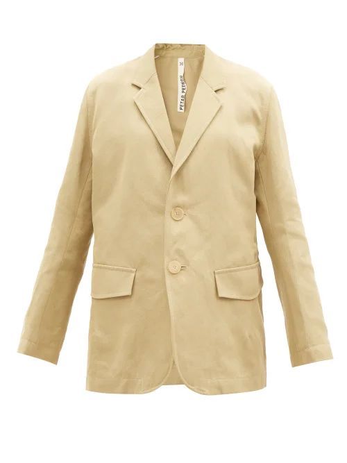 Issa Cotton-blend Gabardine Tailored Jacket - Womens - Light Beige