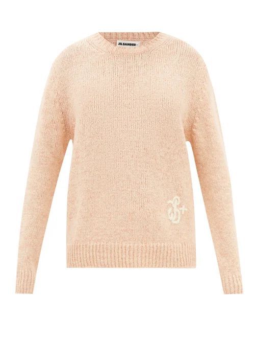 Logo-embroidered Cotton-blend Sweater - Womens - Light Pink