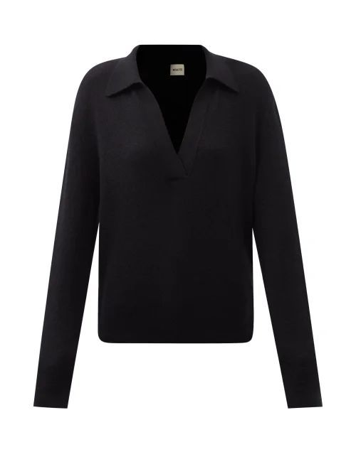 V-neck Cashmere-blend Sweater - Womens - Black