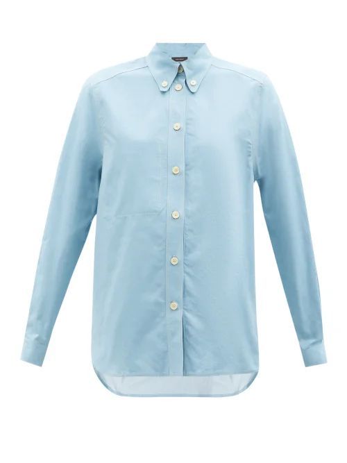 Valia Button-down Cotton-twill Shirt - Womens - Light Blue