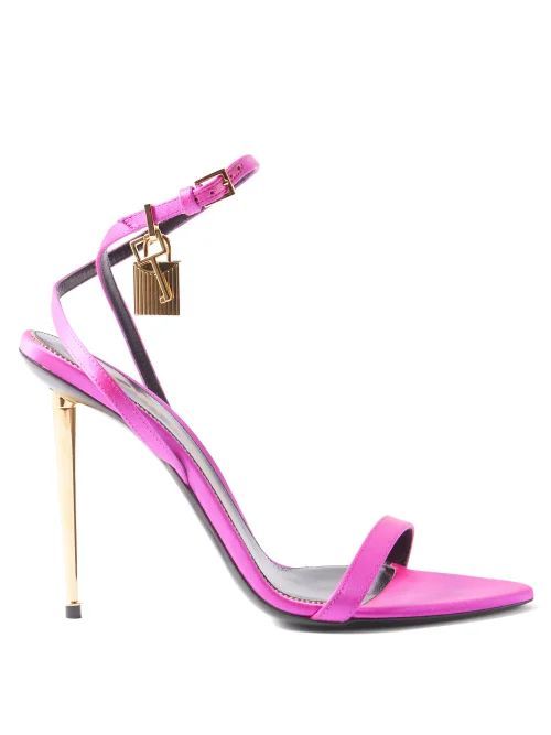 Padlock Satin Stiletto Sandals - Womens - Pink
