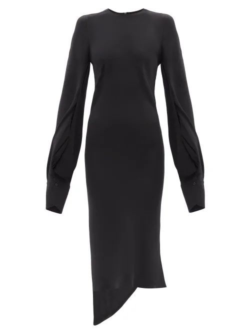 Acacio Asymmetric Crepe De Chine Dress - Womens - Black