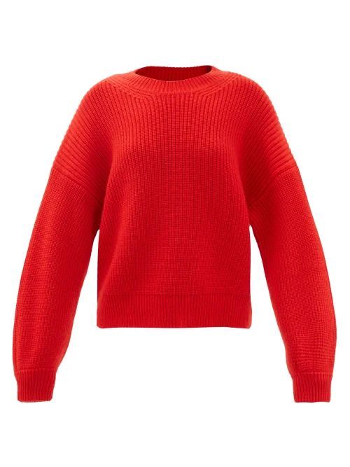 Gaiola Balloon-sleeve Ribbed-cashmere Sweater - Womens - Red