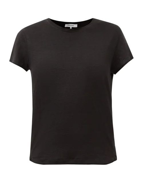 Linen-jersey T-shirt - Womens - Black