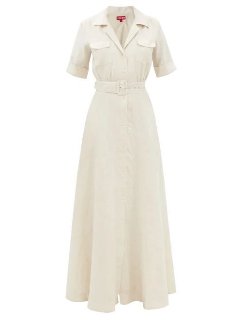 Millie Belted Linen Shirt Dress - Womens - Beige