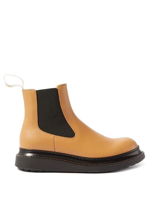 Rubber-trimmed Leather Chelsea Boots - Womens - Camel