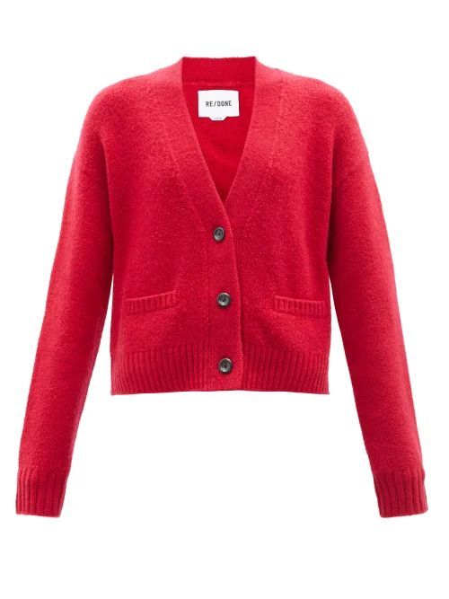 Oversized Cropped Wool-blend Cardigan - Womens - Red