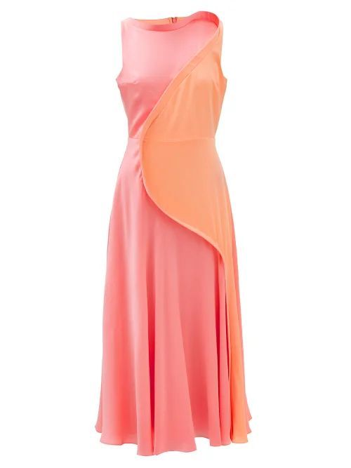 Batura Panelled-silk Midi Dress - Womens - Orange