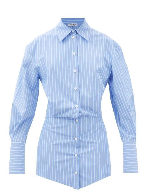 Silvye Striped Mini Shirt Dress - Womens - Blue White