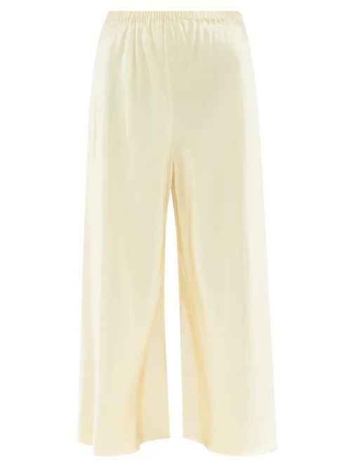 Lindy Hammered-satin Wide-leg Trousers - Womens - Cream