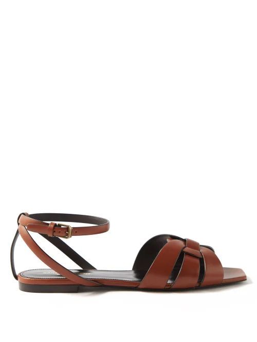 Tribute Leather Flat Sandals - Womens - Brown