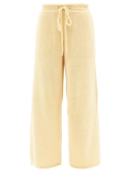 Grain-stitch Cashmere Trousers - Womens - Light Yellow