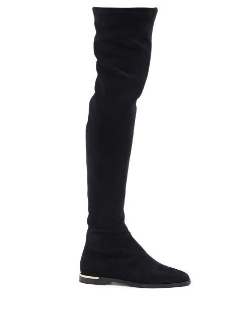 Palina Suede Over-the-knee Flat Boots - Womens - Black