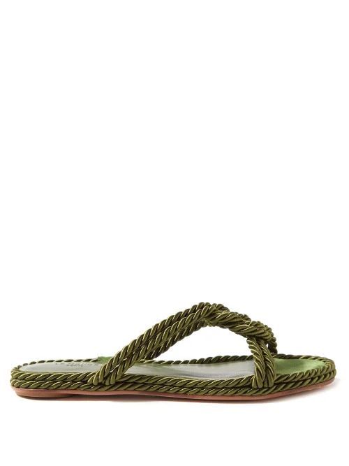 Rope-braided Suede Sandals - Womens - Green