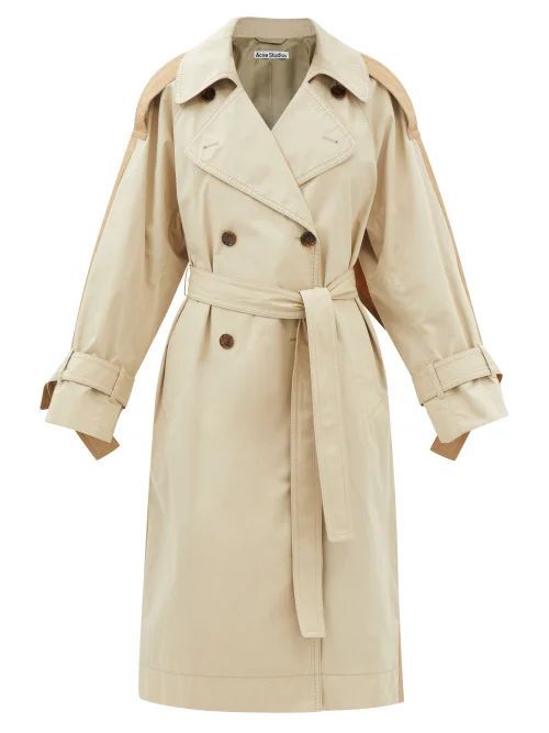 Odande Two-tone Cotton Trench Coat - Womens - Beige