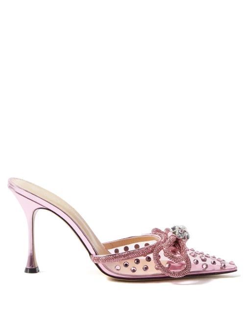 Double Bow Crystal-embellished Pvc Pumps - Womens - Pink