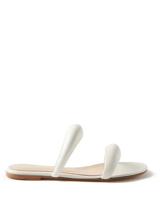 Padded-strap Leather Slides - Womens - White